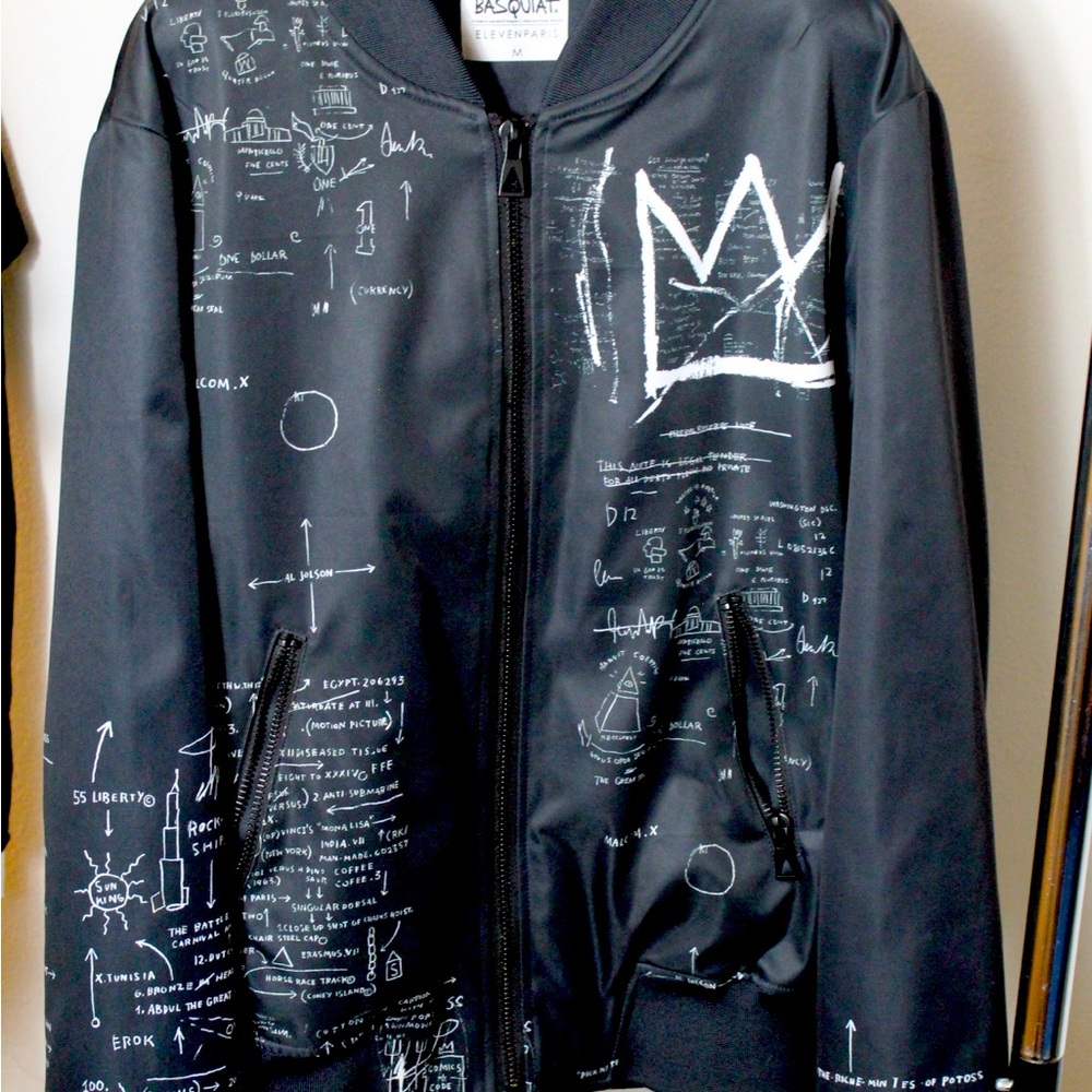 Jean Michael Basquiat Eleven Paris Crown Artist Bomber Men's Jacket